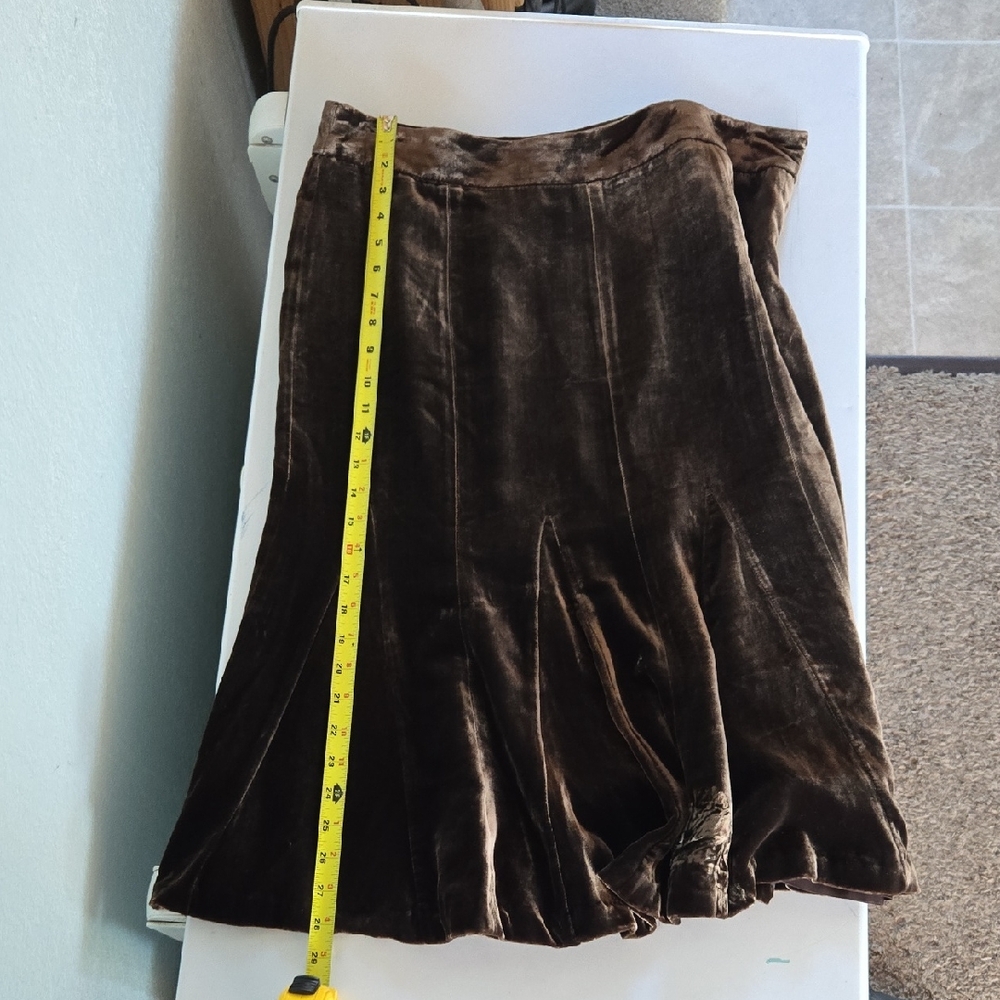 LOFT Rich Brown Velvet Midi Skirt 12